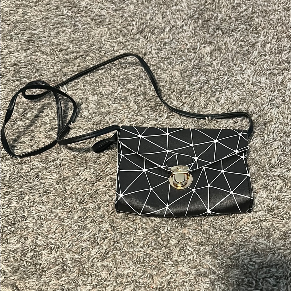 Geometric Black and White Crossbody Bag